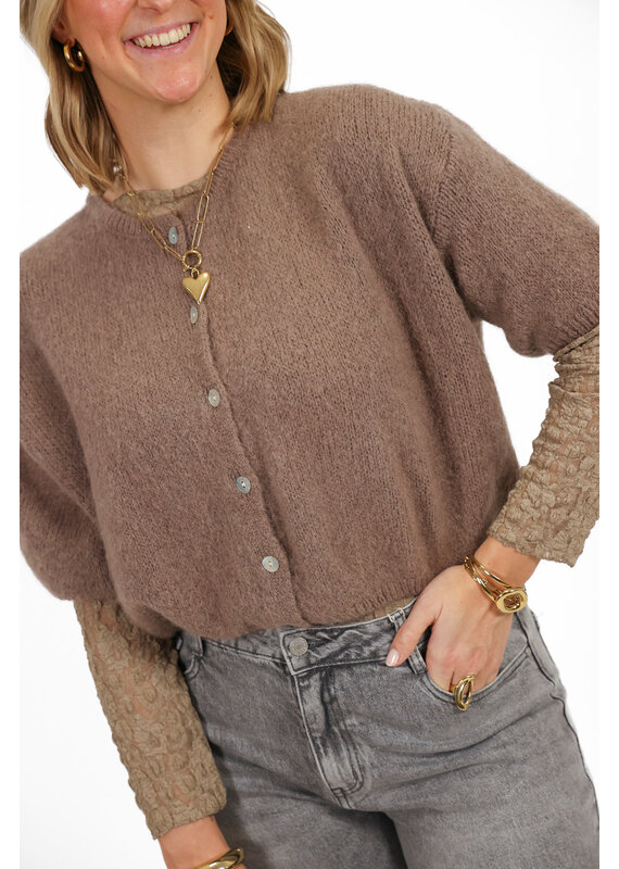 PRE ORDER Cropped vestje met knoopjes - bruin