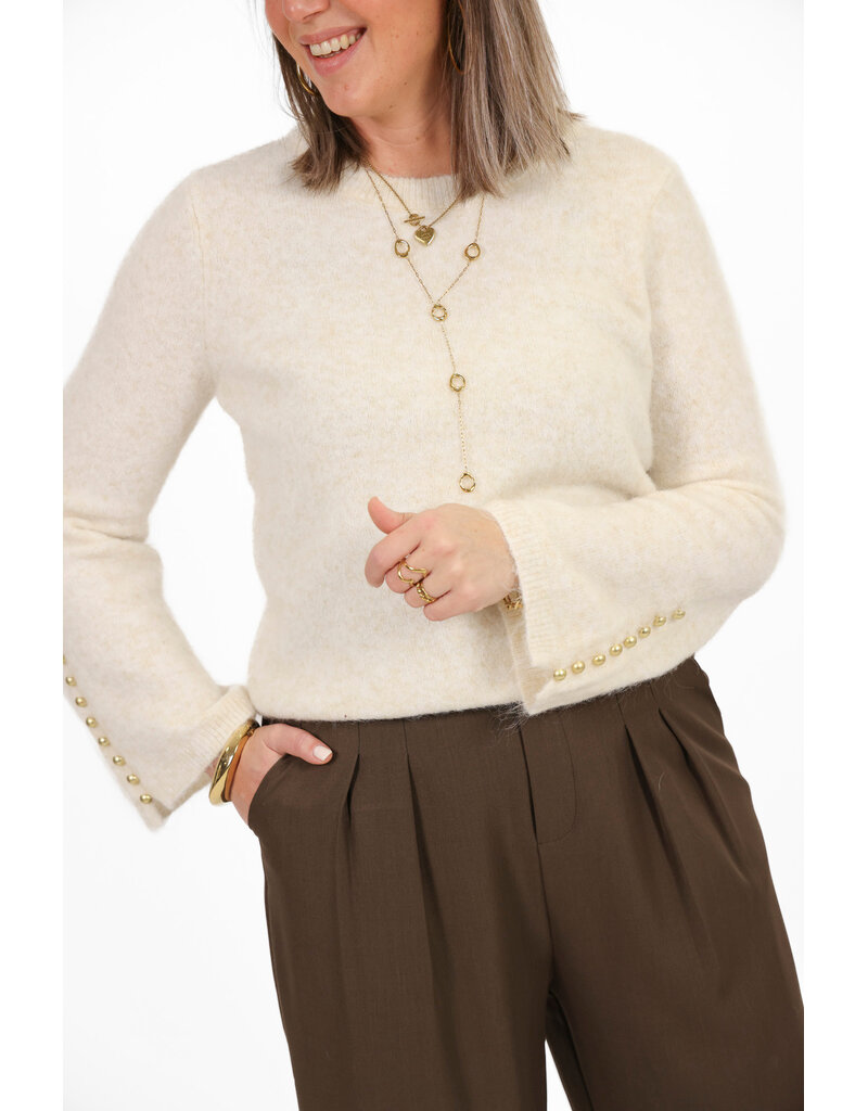 21Jewelz Gemêleerde trui met gouden details – ecru