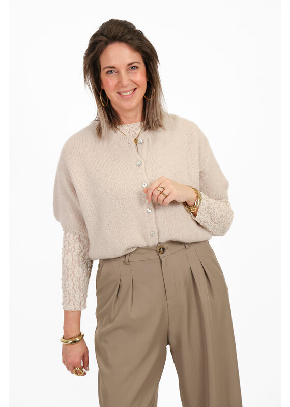 21Jewelz Cropped vestje met knoopjes - beige