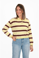 21Jewelz Gestreepte trui met kraagje - lichtgeel/bruin