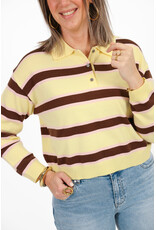 21Jewelz Gestreepte trui met kraagje - lichtgeel/bruin