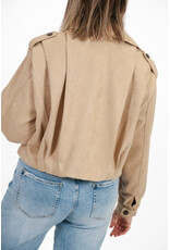21Jewelz Suede jasje met pofmouw en knoopjes - beige