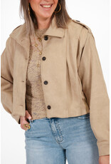 21Jewelz Suede jasje met pofmouw en knoopjes - beige