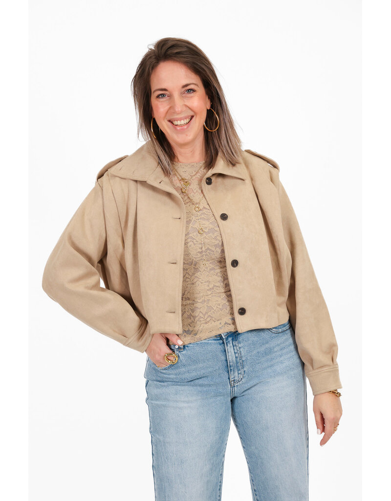 21Jewelz Mesh top met bloemenprint - beige