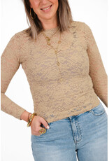 21Jewelz Mesh top met bloemenprint - beige