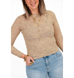 21Jewelz Mesh top met bloemenprint - beige