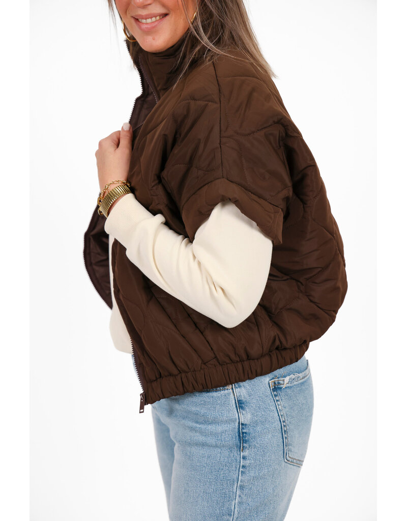 21Jewelz Gewatteerde bodywarmer - donkerbruin
