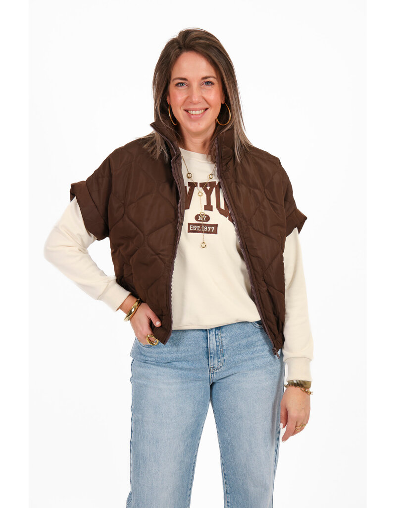 21Jewelz Gewatteerde bodywarmer - donkerbruin