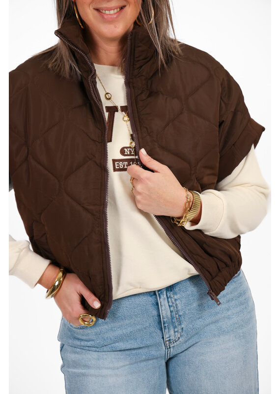 21Jewelz Gewatteerde bodywarmer - donkerbruin