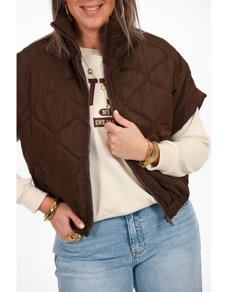 21Jewelz Gewatteerde bodywarmer - donkerbruin