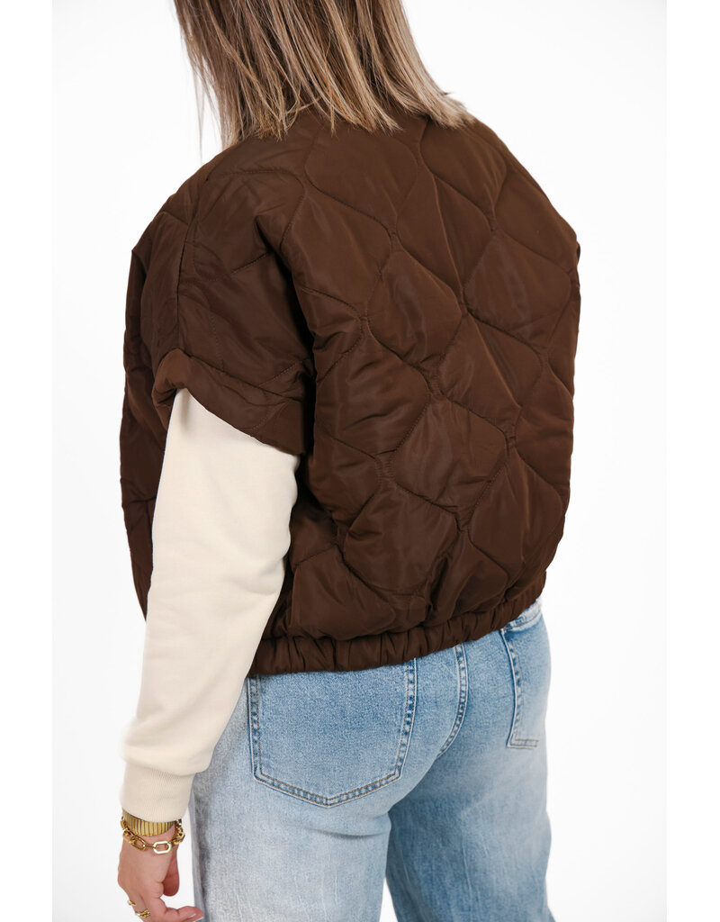 21Jewelz Gewatteerde bodywarmer - donkerbruin