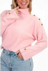 21Jewelz Trui met hoge kraag en gouden knopen - lichtroze
