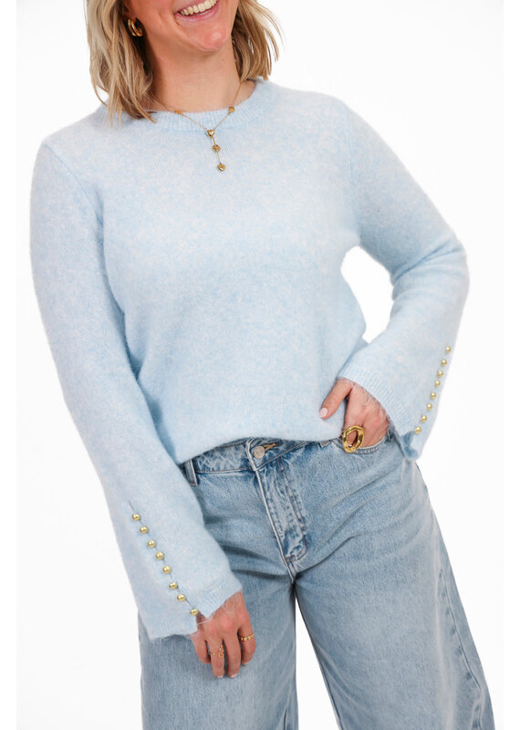 21Jewelz Gemêleerde trui met gouden details – lichtblauw