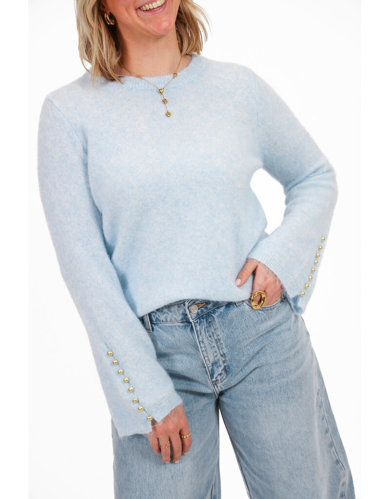 21Jewelz Gemêleerde trui met gouden details – lichtblauw