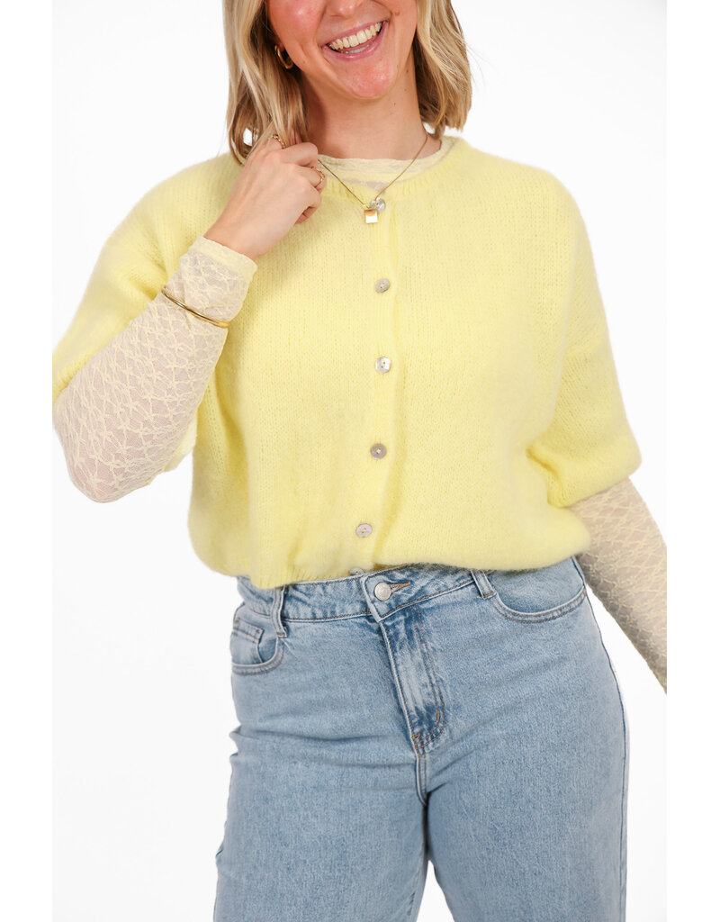 21Jewelz Cropped vestje met knoopjes - lichtgeel