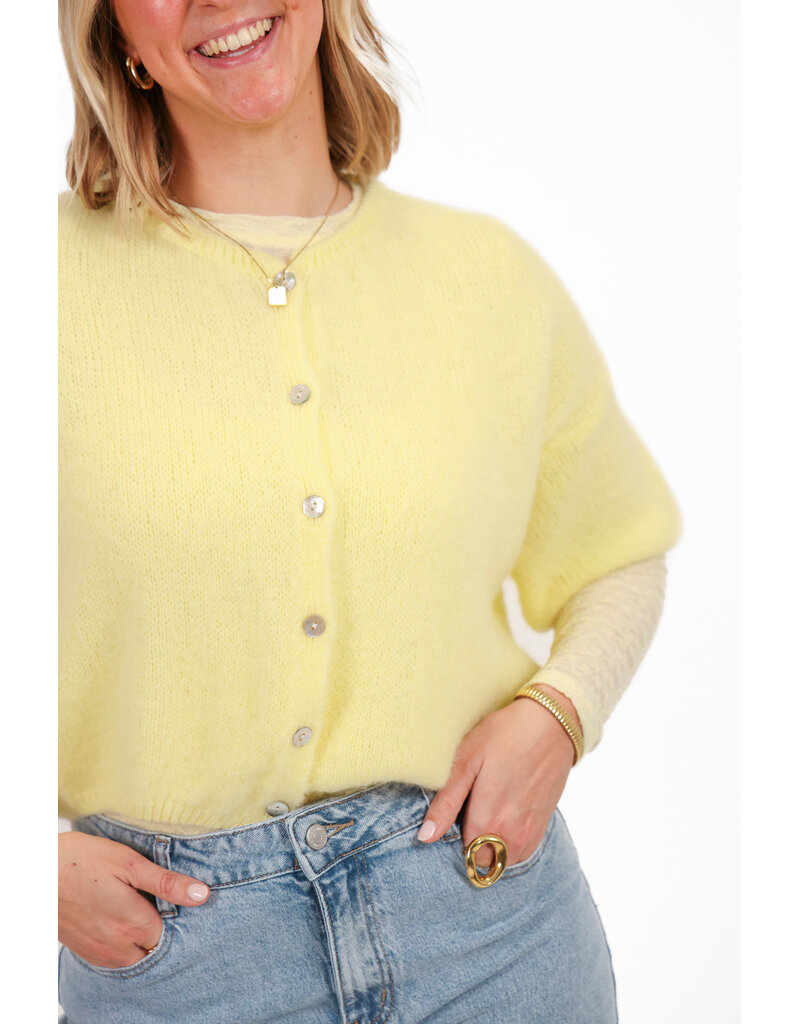 21Jewelz Cropped vestje met knoopjes - lichtgeel