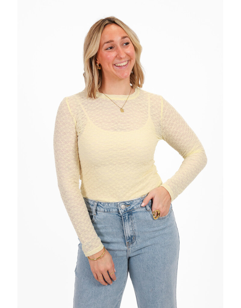 21Jewelz Kanten mesh top - lichtgeel
