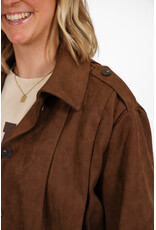 21Jewelz Suede jasje met pofmouw en knoopjes - bruin