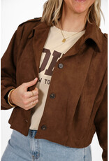 21Jewelz Suede jasje met pofmouw en knoopjes - bruin