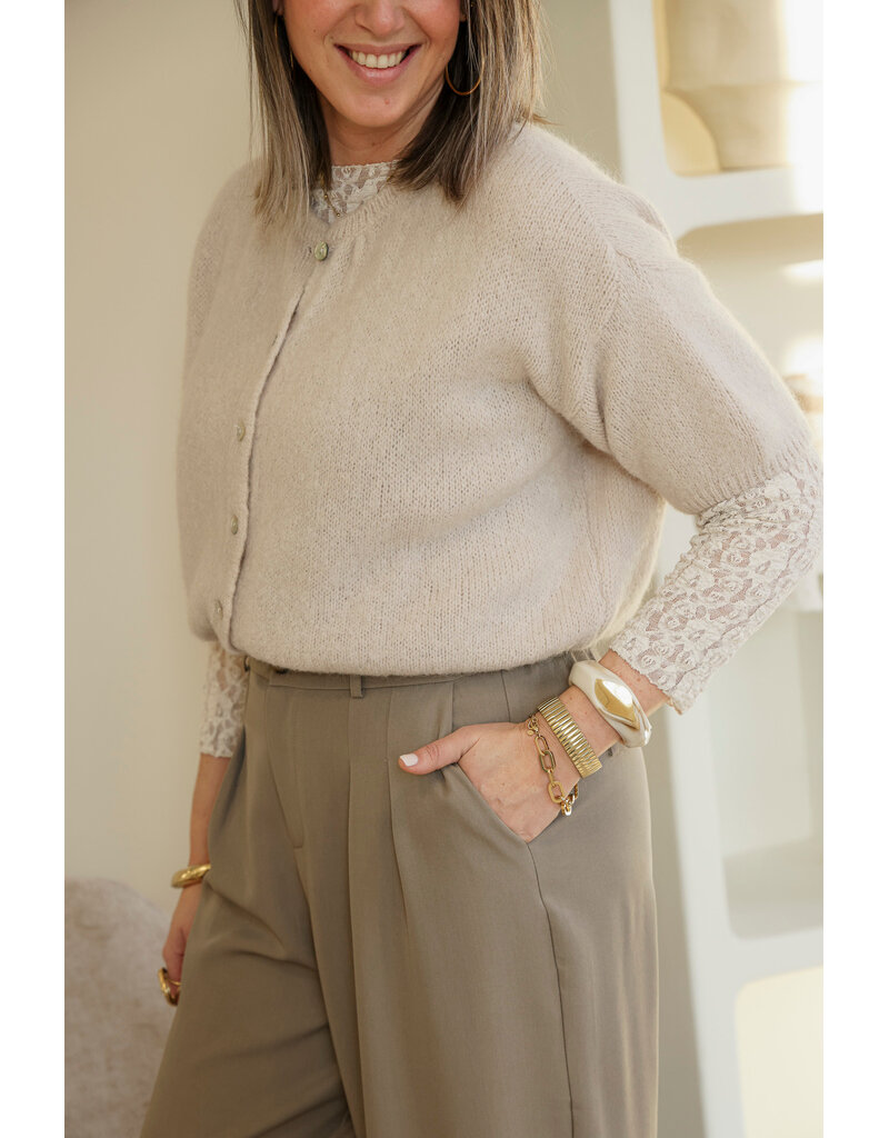 21Jewelz Cropped vestje met knoopjes - beige