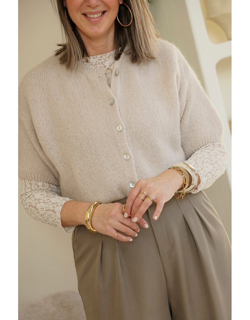 21Jewelz Cropped vestje met knoopjes - beige