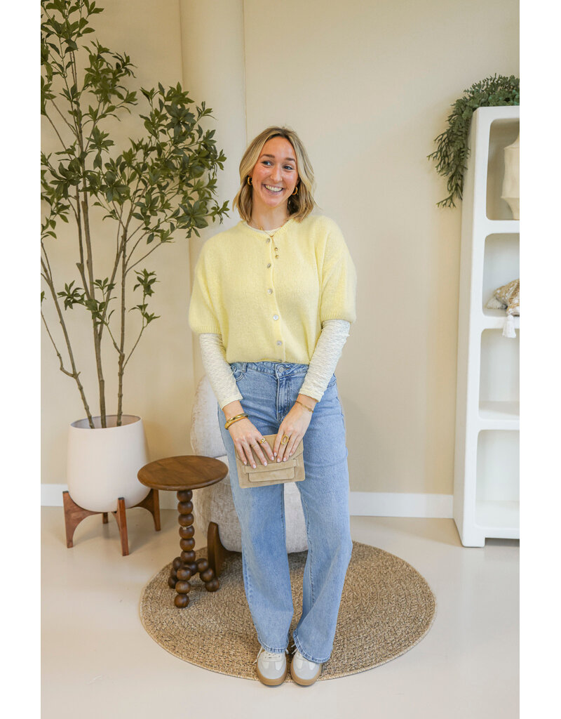 21Jewelz Cropped vestje met knoopjes - lichtgeel