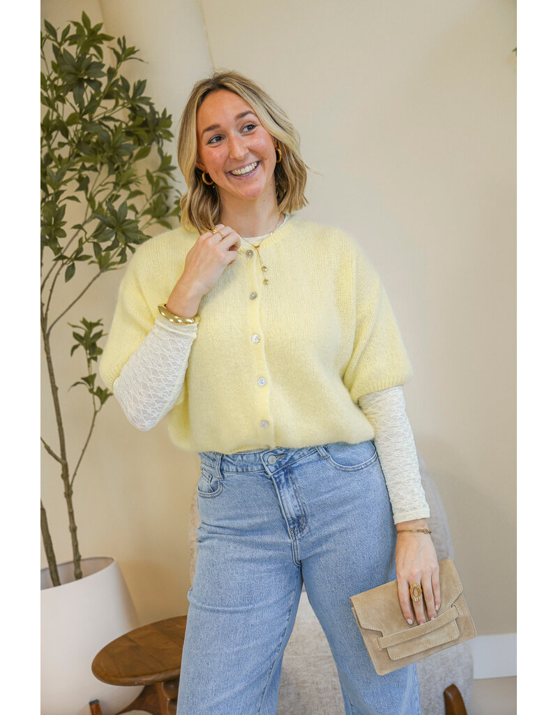 21Jewelz Cropped vestje met knoopjes - lichtgeel