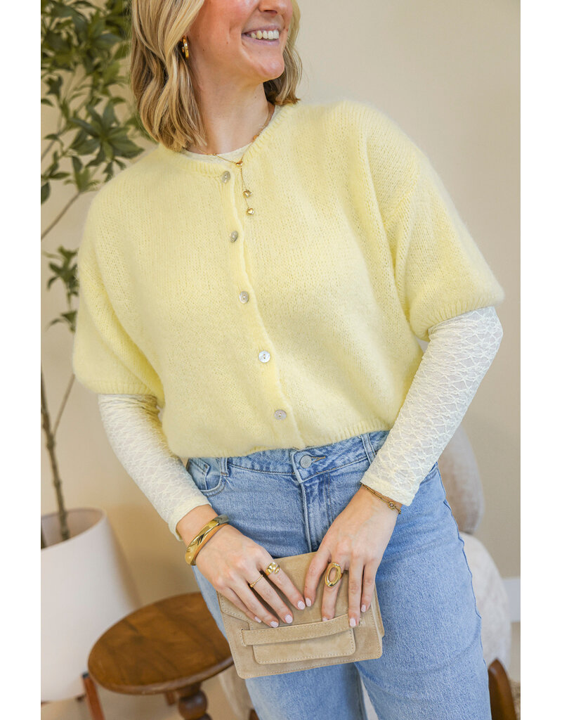 21Jewelz Cropped vestje met knoopjes - lichtgeel