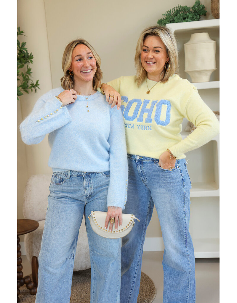 21Jewelz Gemêleerde trui met gouden details – lichtblauw