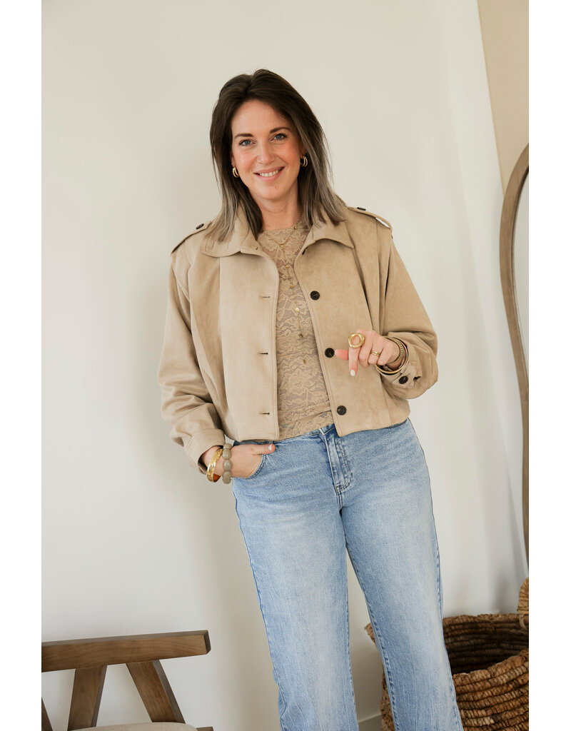 21Jewelz Mesh top met bloemenprint - beige