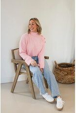 21Jewelz Trui met hoge kraag en gouden knopen - lichtroze