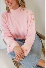 21Jewelz Trui met hoge kraag en gouden knopen - lichtroze