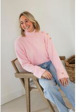 21Jewelz Trui met hoge kraag en gouden knopen - lichtroze