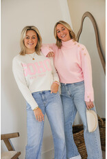 21Jewelz Trui met hoge kraag en gouden knopen - lichtroze