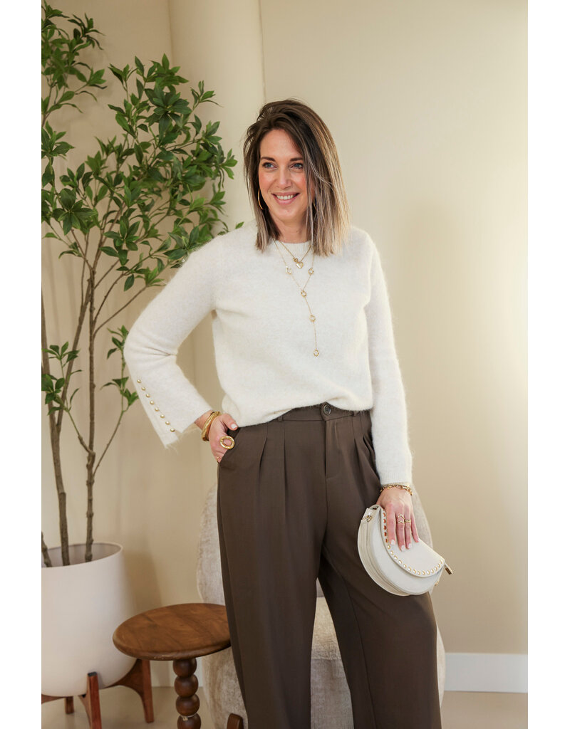 21Jewelz Pantalon met plooien extra long - donker taupe