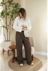 21Jewelz Pantalon met plooien extra long - donker taupe