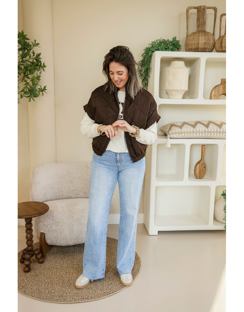 21Jewelz Gewatteerde bodywarmer - donkerbruin