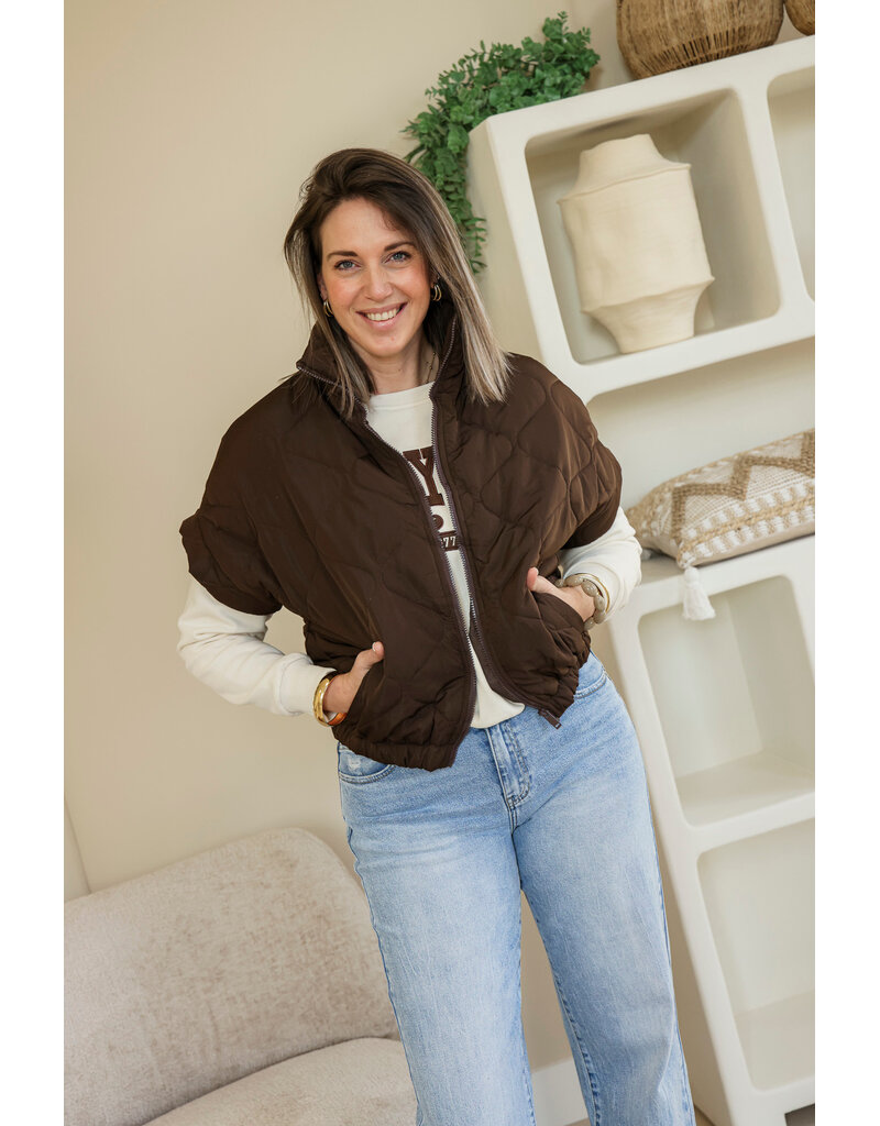 21Jewelz Gewatteerde bodywarmer - donkerbruin