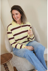 21Jewelz Gestreepte trui met kraagje - lichtgeel/bruin