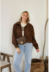 21Jewelz Suede jasje met pofmouw en knoopjes - bruin