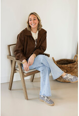 21Jewelz Suede jasje met pofmouw en knoopjes - bruin