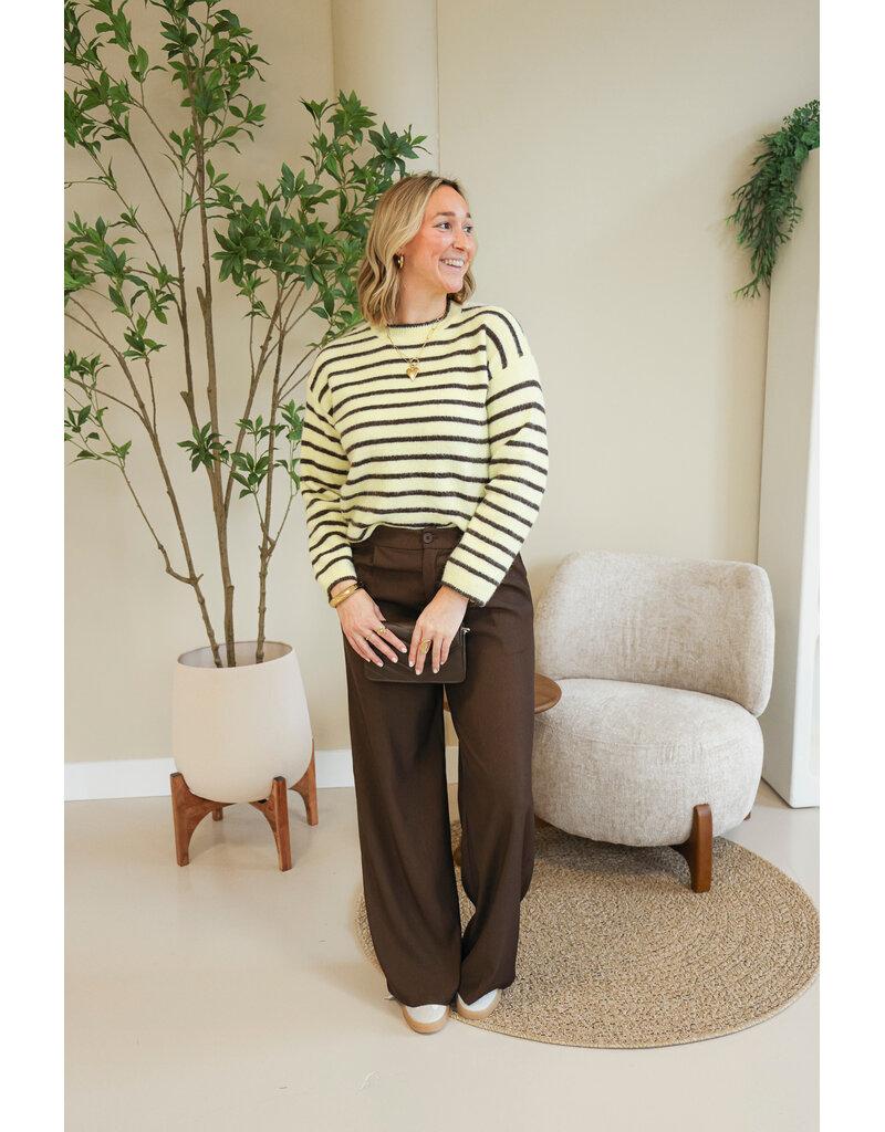 21Jewelz Effen pantalon met elastiek - donkerbruin