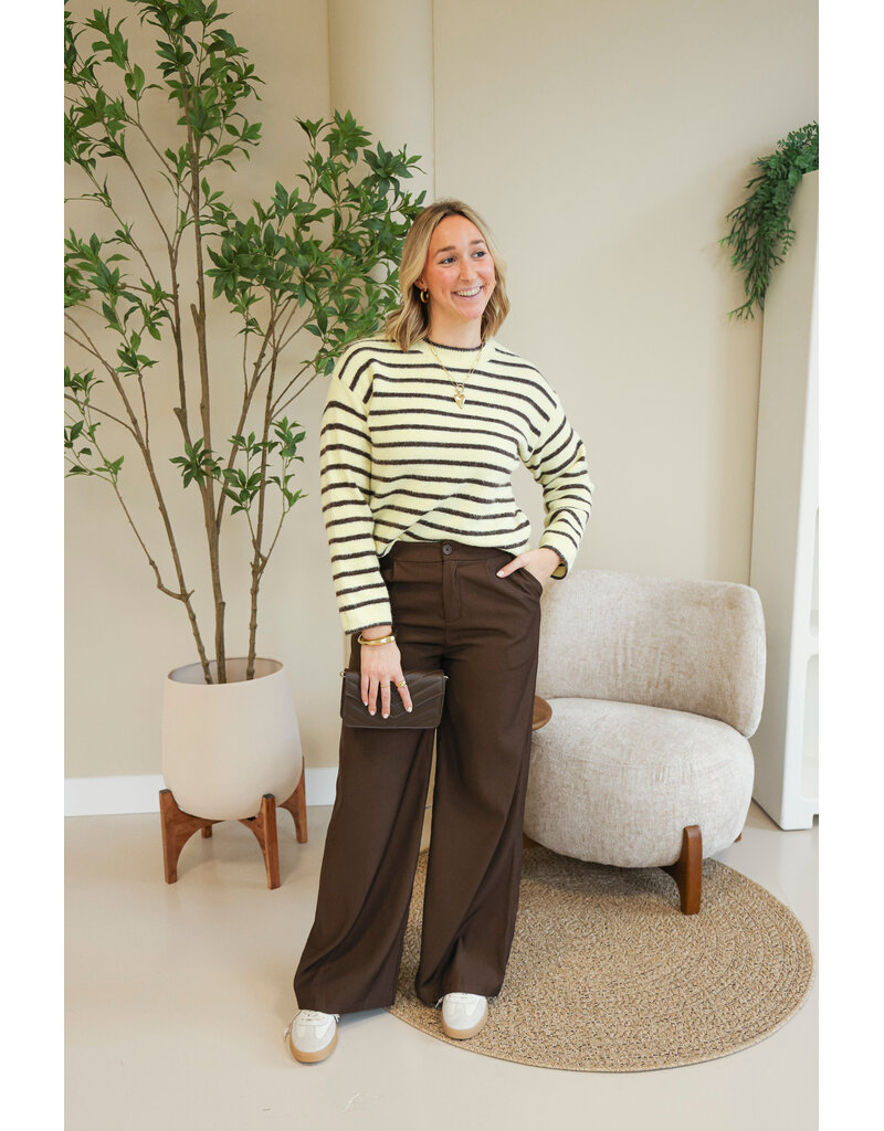 21Jewelz Effen pantalon met elastiek - donkerbruin