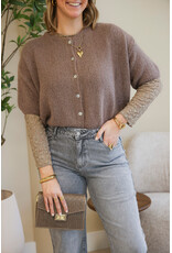 21Jewelz Kanten top met boothals - taupe