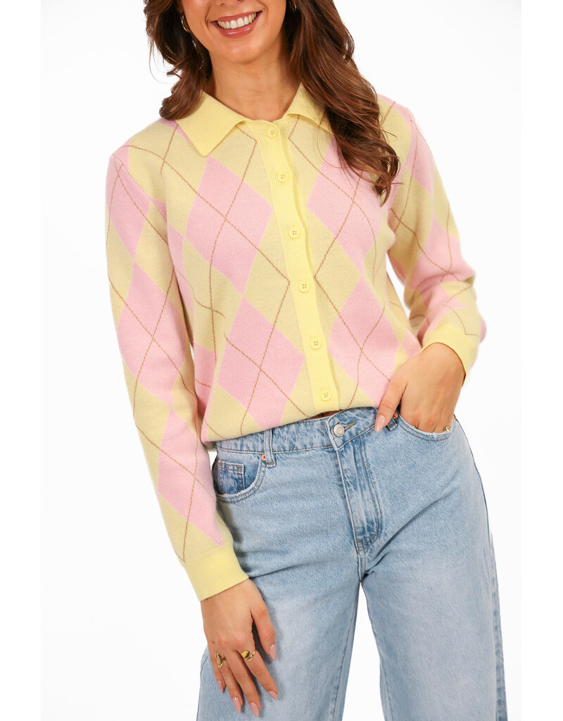 21Jewelz Geruit vestje - geel/roze