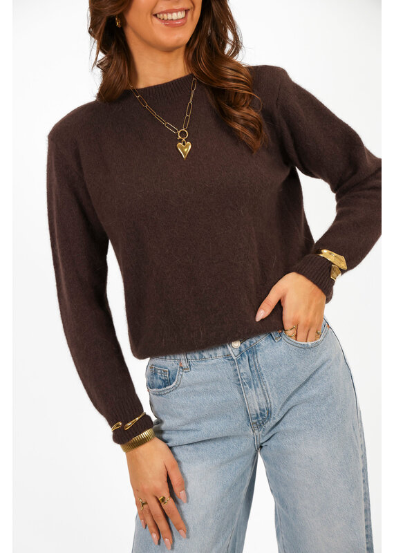 21Jewelz Trui met schoudervulling - choco bruin