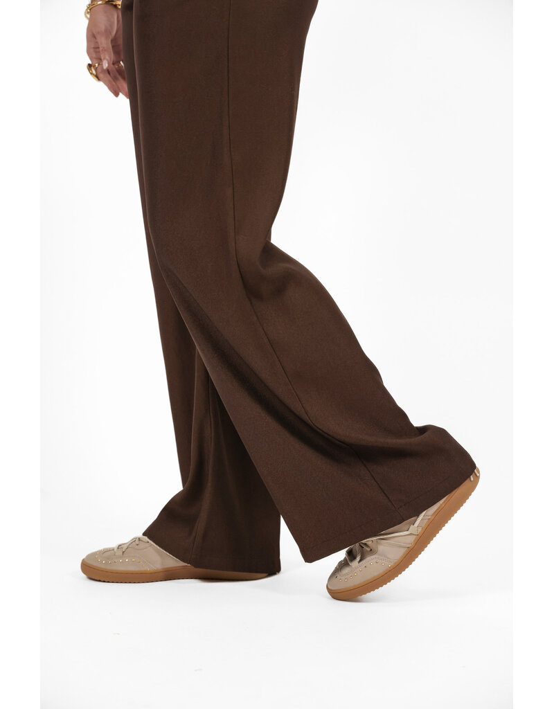 21Jewelz Effen pantalon met elastiek - donkerbruin