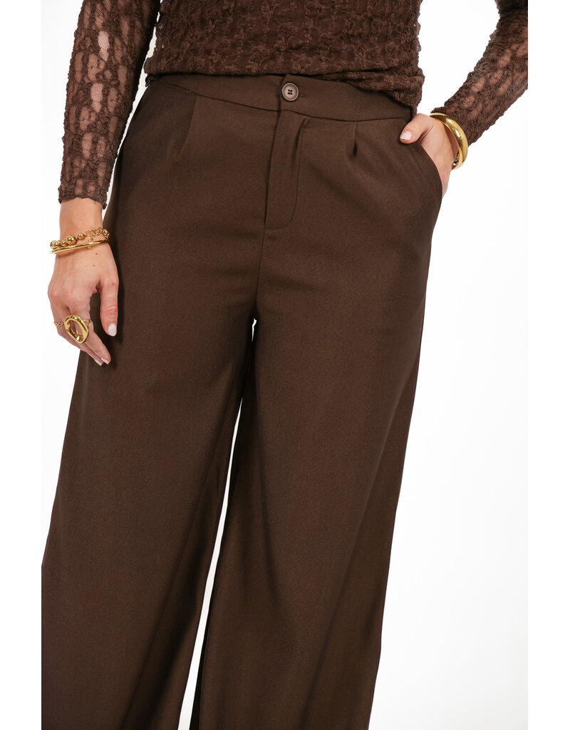 21Jewelz Effen pantalon met elastiek - donkerbruin