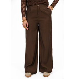 21Jewelz Effen pantalon met elastiek - donkerbruin