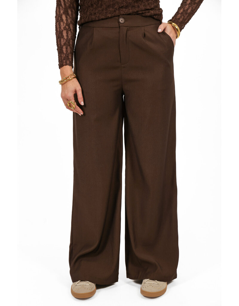 21Jewelz Effen pantalon met elastiek - donkerbruin